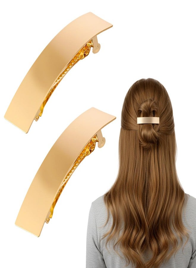 Shimmeroo 2Pcs Gold Hair Clips for Women,French Barrette Minimalist Gold Hair Barrettes-Metal Flat Barrettes Hairs Accessories for Women,Lady Christmas Gifts - Image 1